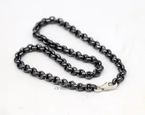 Handmade 925 sterling silver rolo chain oxidized single anklet bracelet, silver anklets, foot bracelet amazing belly dance jewelry ank512