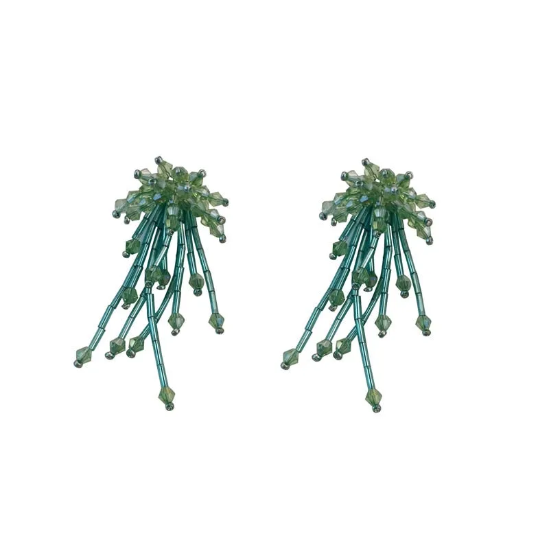 Handmade Crystal Tassel Drop Earrings