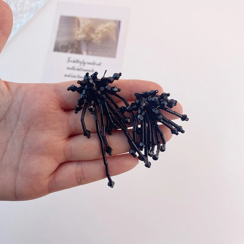 Handmade Crystal Tassel Drop Earrings