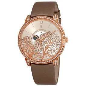 Harry Winston Midnight Champagne Sunray Dial 18kt Rose Gold Diamond Satin Unisex Watch MIDQMP39RR001