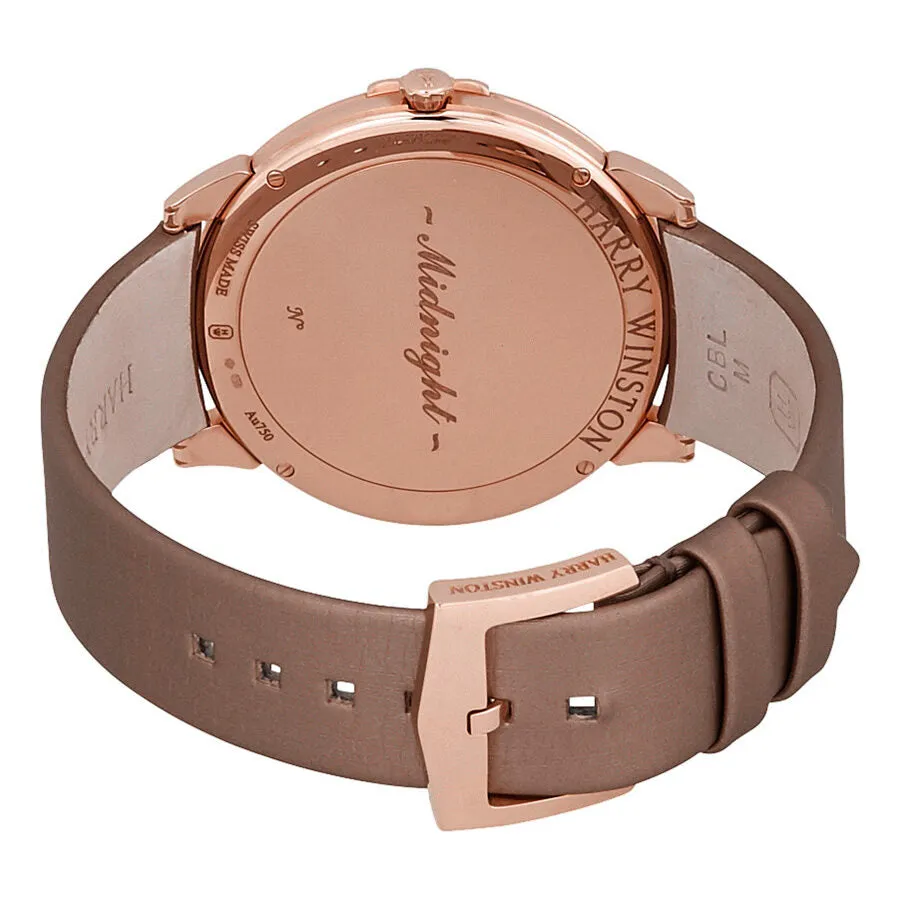 Harry Winston Midnight Champagne Sunray Dial 18kt Rose Gold Diamond Satin Unisex Watch MIDQMP39RR001
