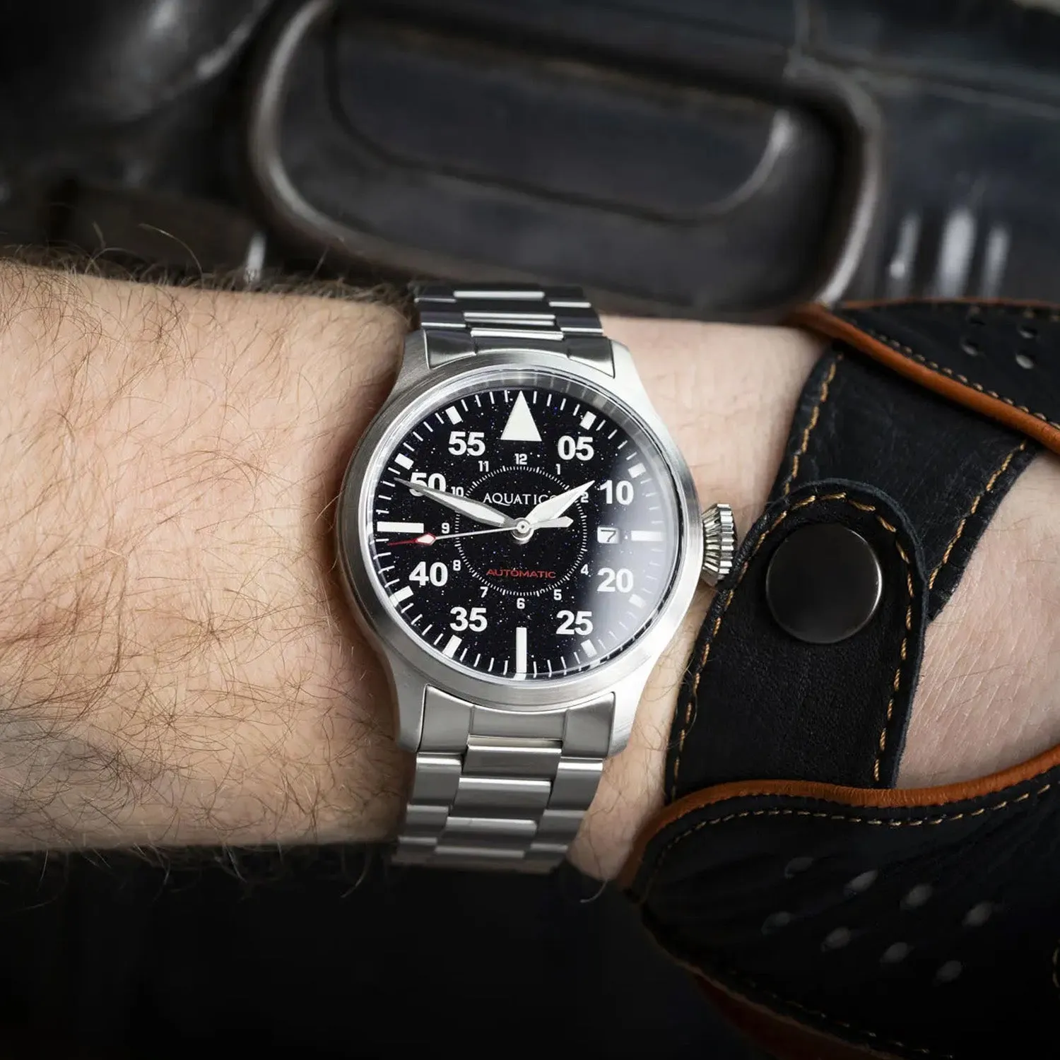 Horizon Hawk Aventurine Dial Automatic Pilot Watch