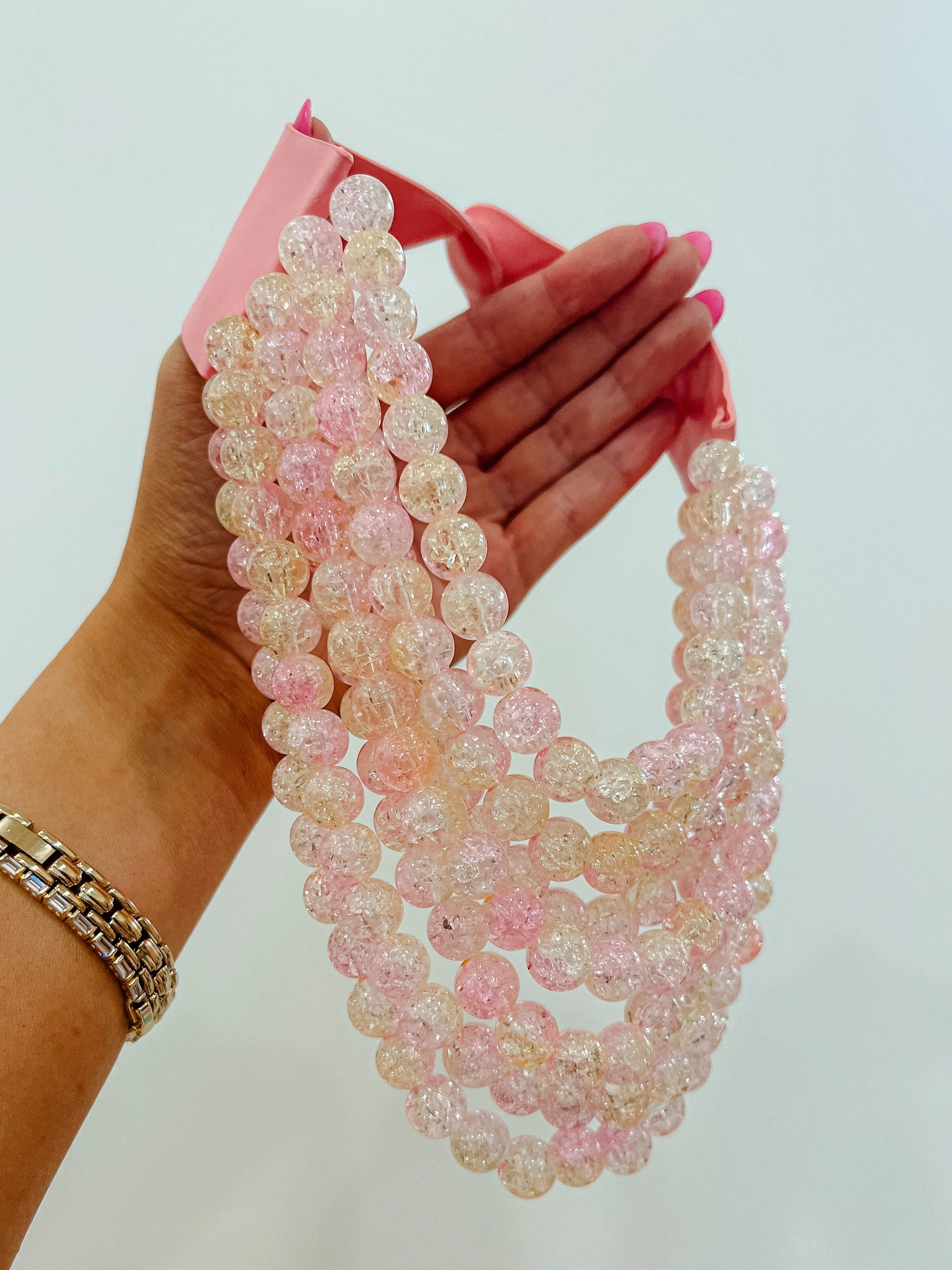 Ice Textured Round Marble Necklace