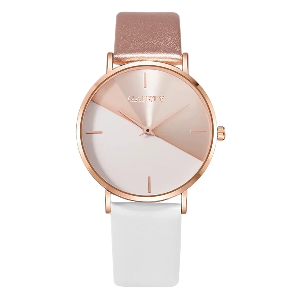 Korean Version Personality Two-color Splicing Ladies Quartz Watch