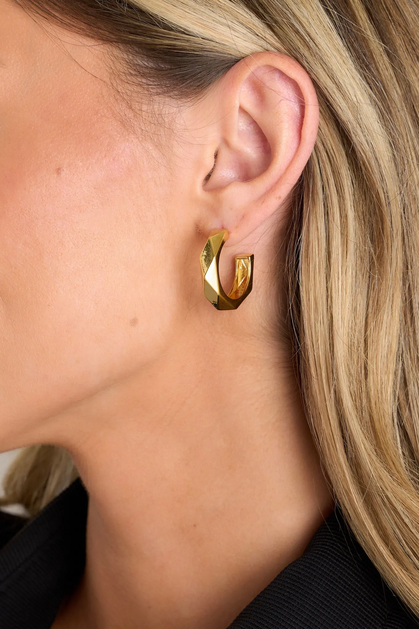 Lustrous Charm Gold Geometric Hoop Earrings