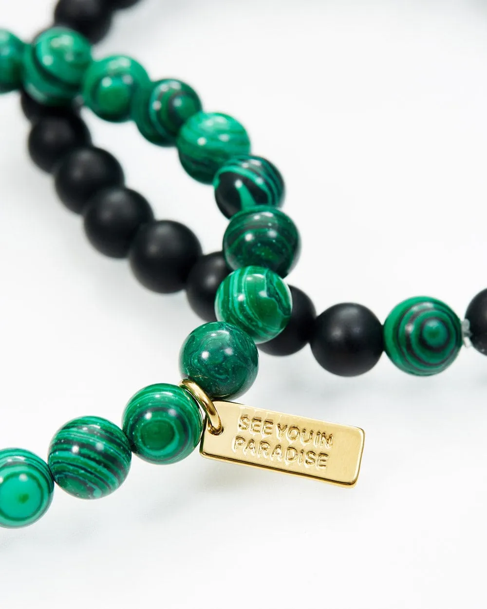 Malachite & Volcanic Rock Beaded Bracelet Set