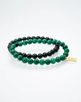 Malachite & Volcanic Rock Beaded Bracelet Set