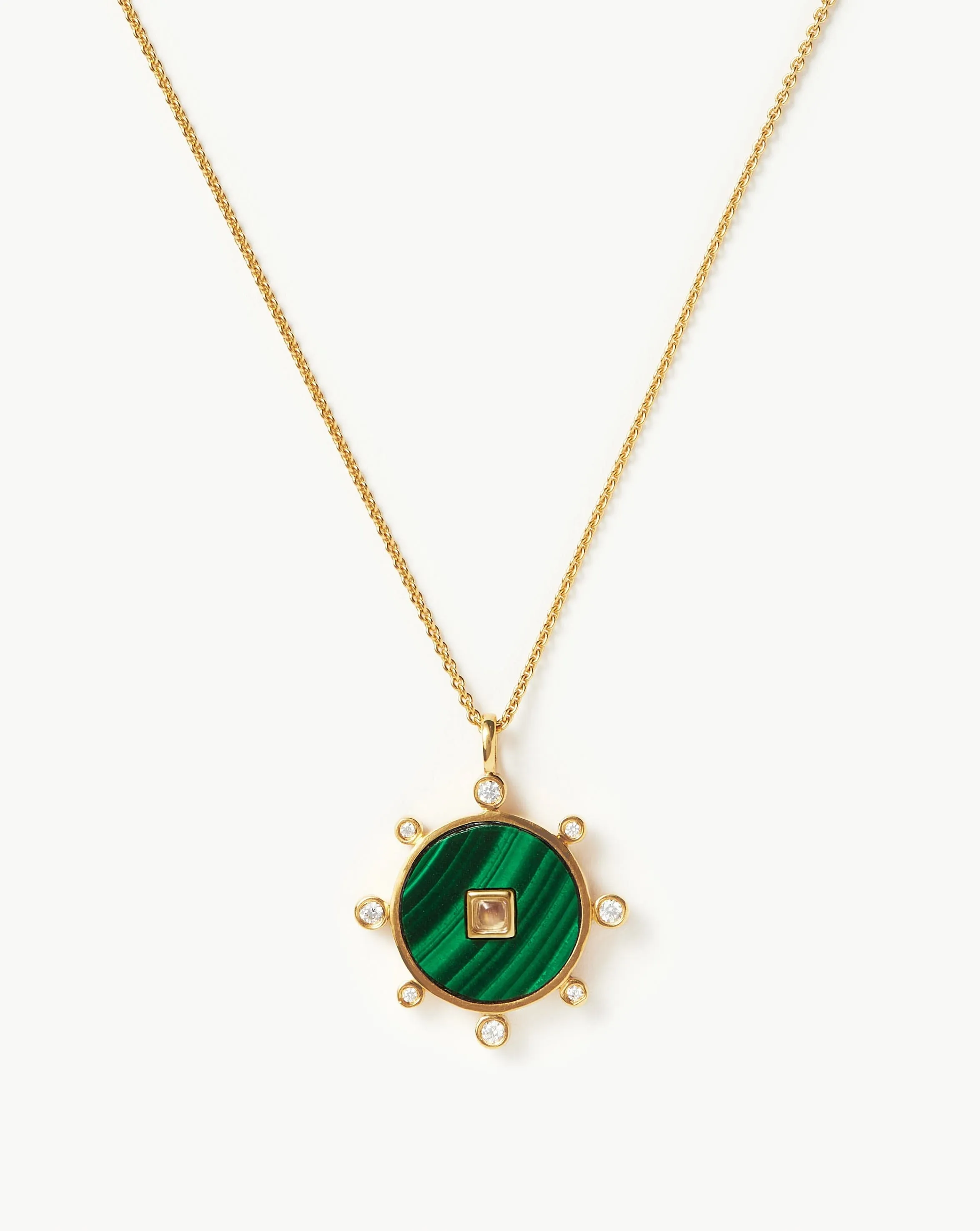 Malachite Amulet Pendant Necklace | 18ct Gold Vermeil/Malachite