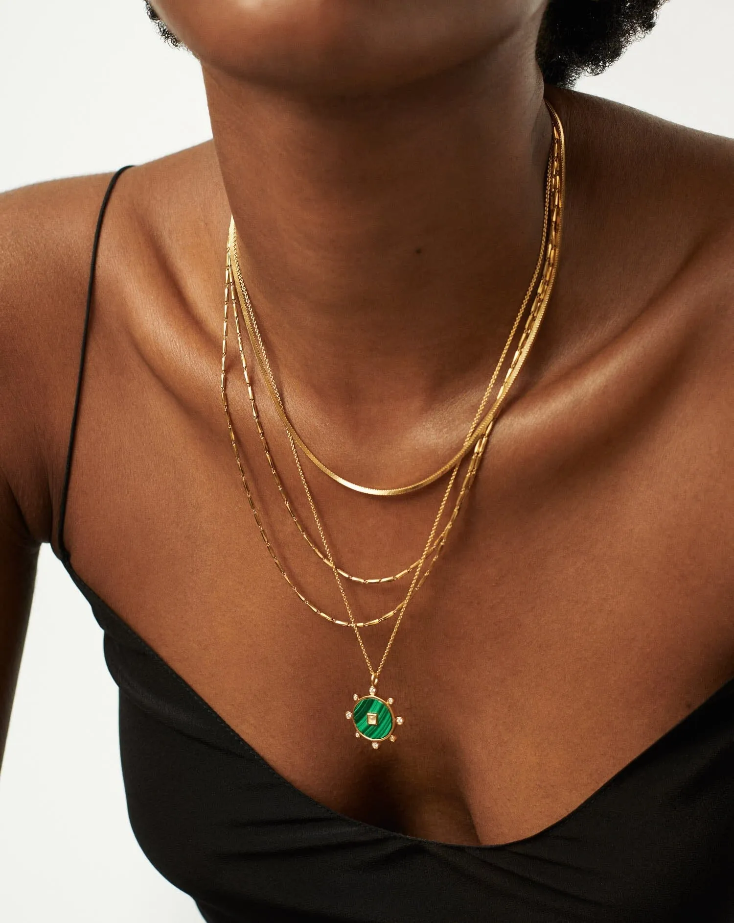 Malachite Amulet Pendant Necklace | 18ct Gold Vermeil/Malachite
