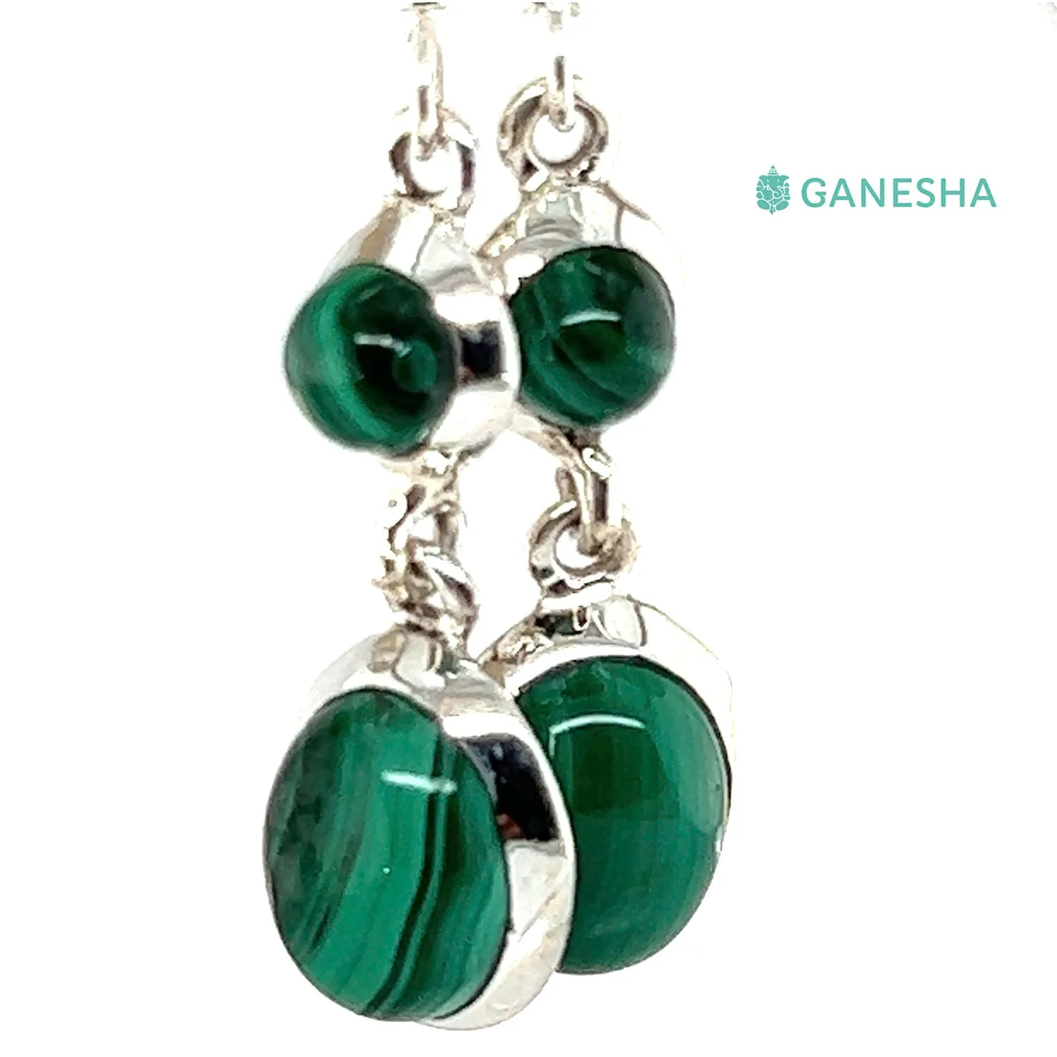 Malachite Double-Drop Earrings (925) Sterling Silver