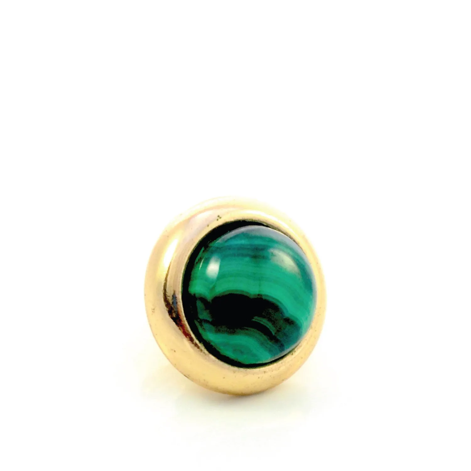 MALACHITE Gemstone, Love, Strength, Inspiration, Small Gold-Plated Stud