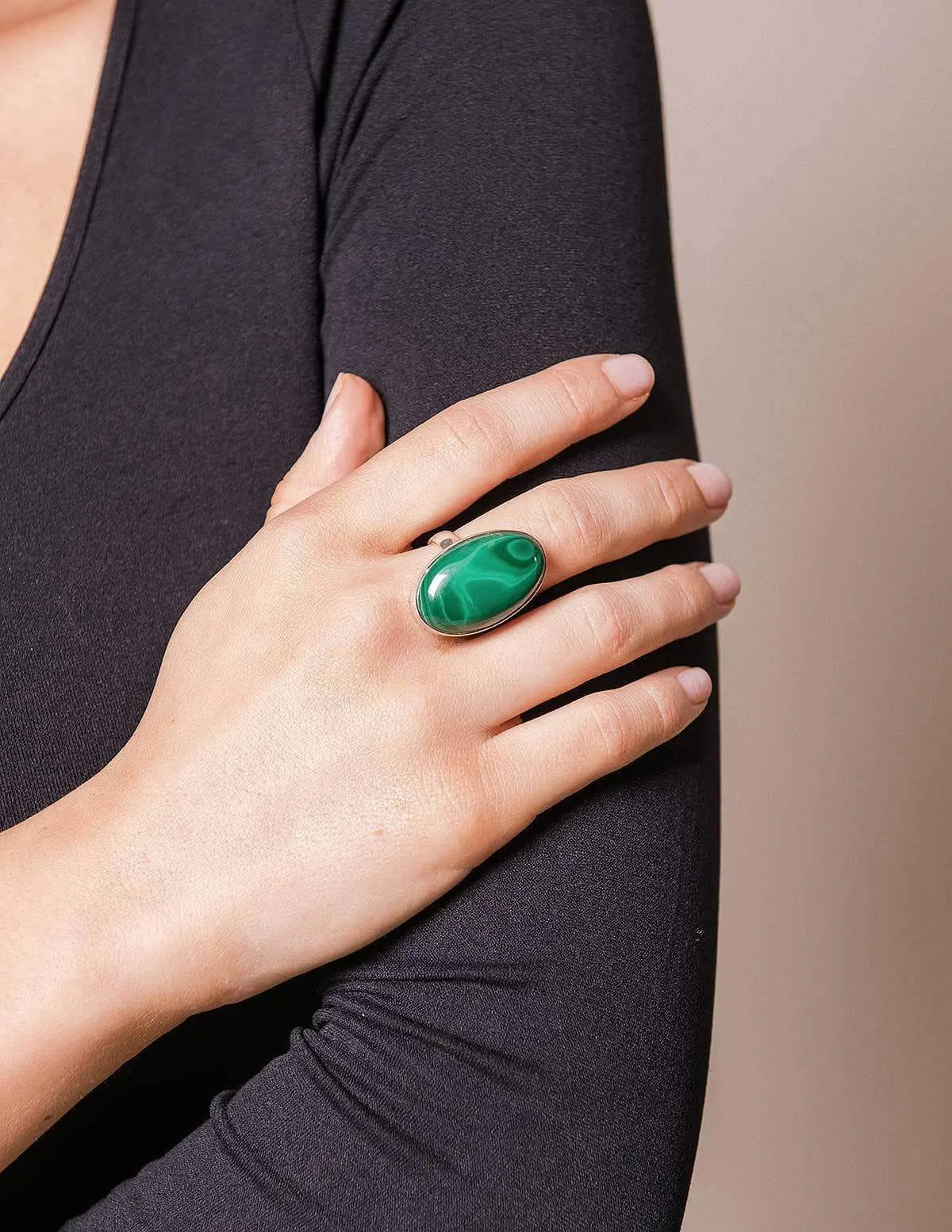 Malachite Gemstone Ring - Adjustable