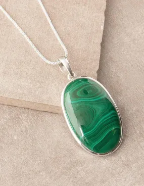 Malachite Oval Pendant Necklace