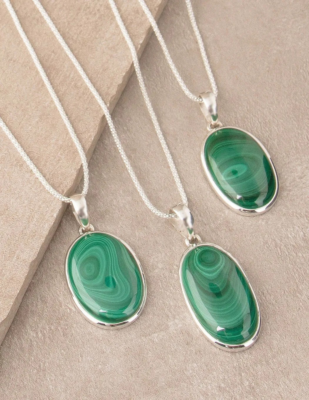 Malachite Oval Pendant Necklace