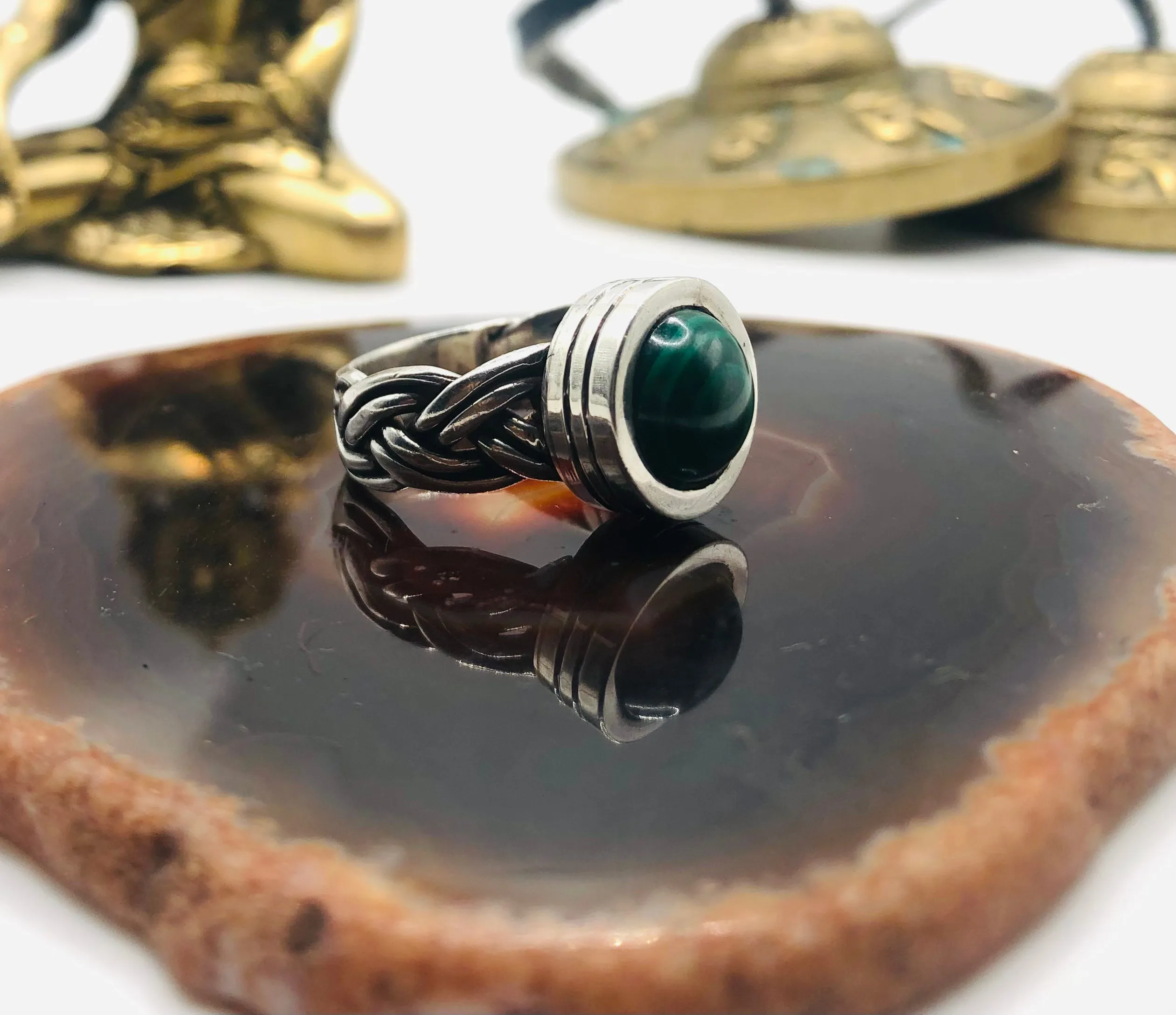 Malachite Plaited Ring