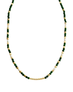 MALACITE BEADED NECKLACE (18K GOLD PLATED)