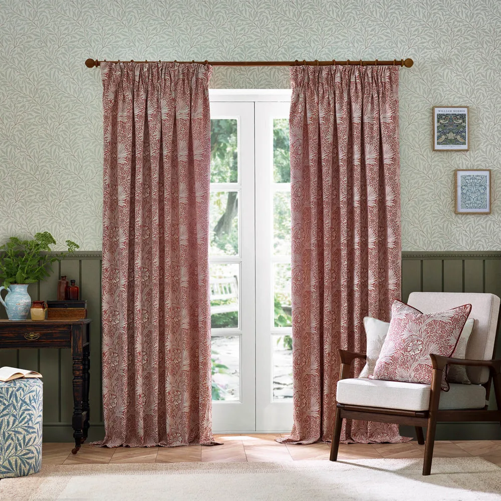 Marigold Floral Jacquard Pencil Pleat Curtains Russet
