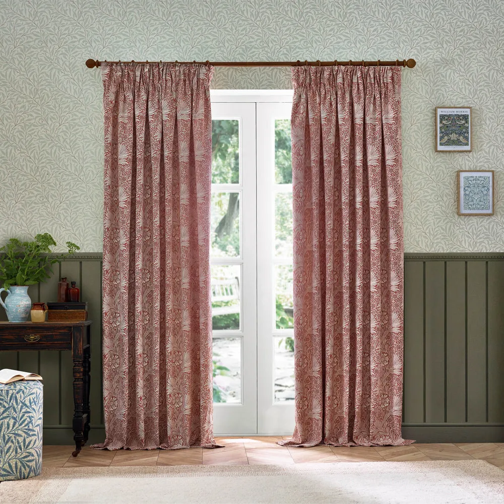 Marigold Floral Jacquard Pencil Pleat Curtains Russet