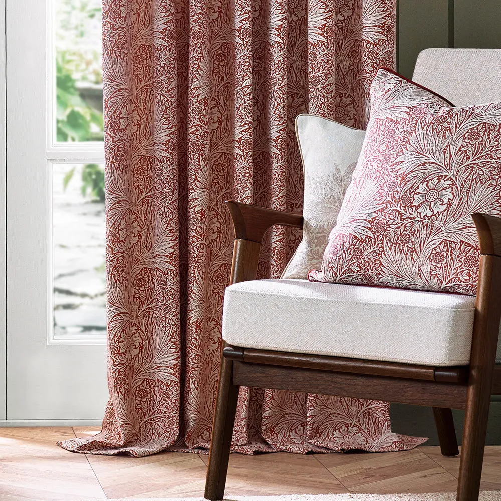 Marigold Floral Jacquard Pencil Pleat Curtains Russet