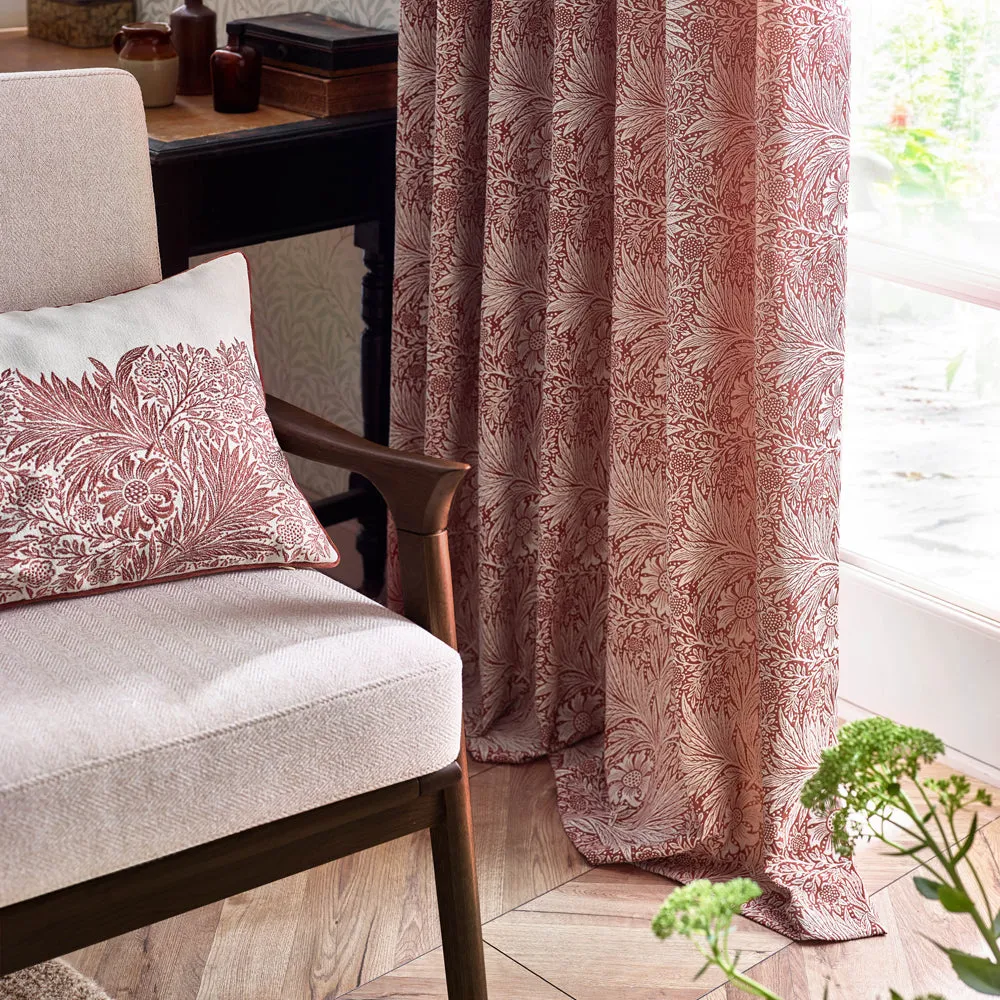 Marigold Floral Jacquard Pencil Pleat Curtains Russet