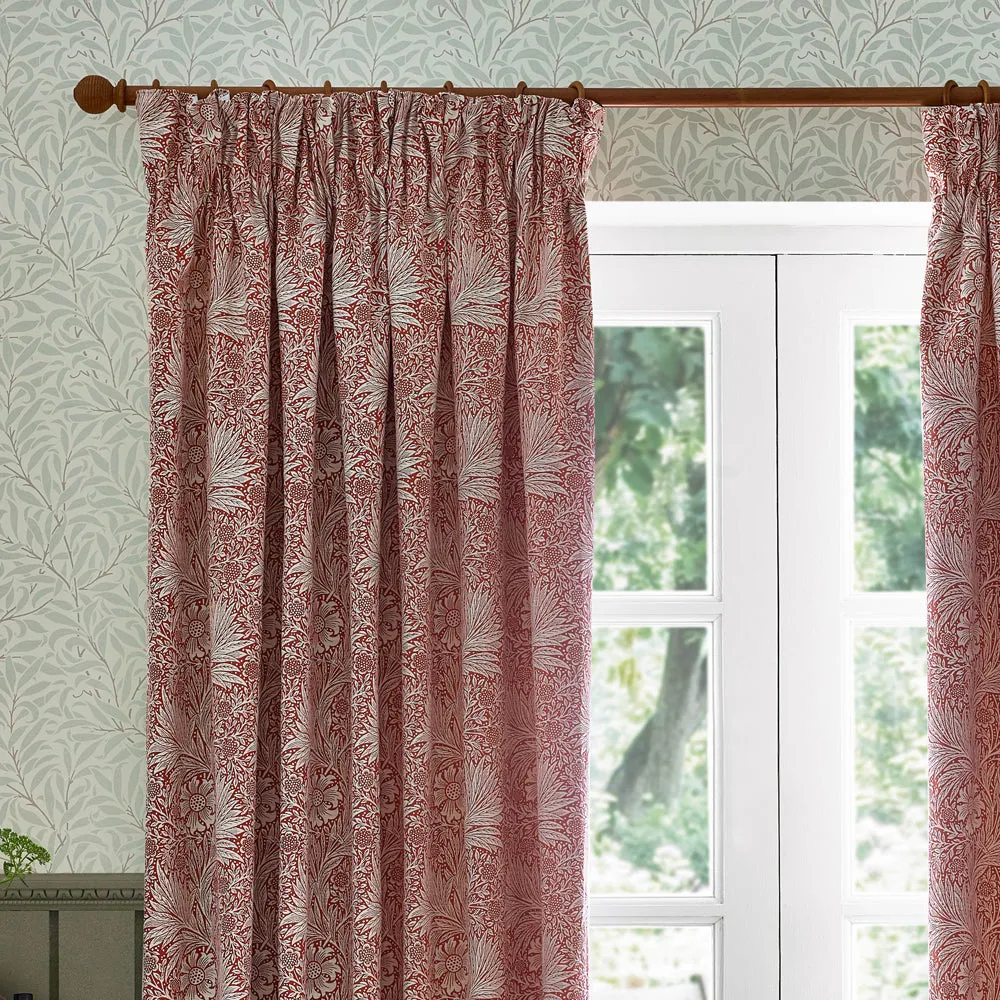 Marigold Floral Jacquard Pencil Pleat Curtains Russet