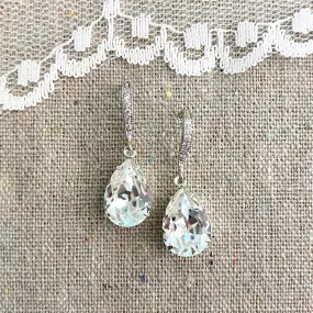 Medium Pear Pavé Earrings • Crystal