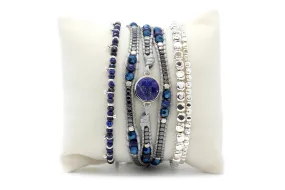 Melina Lapis and sodalite Bracelet Stack