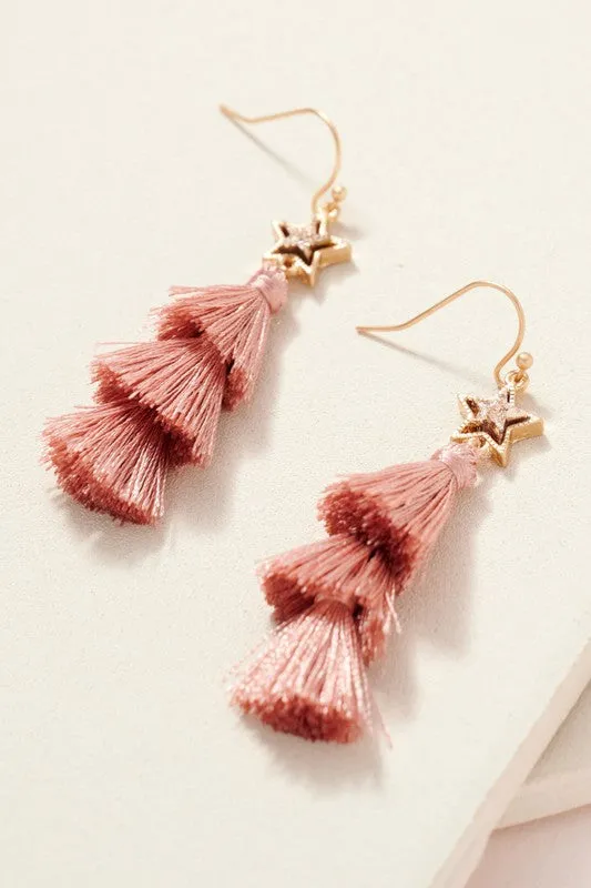 Mini Tassel and Star Dangling Earrings