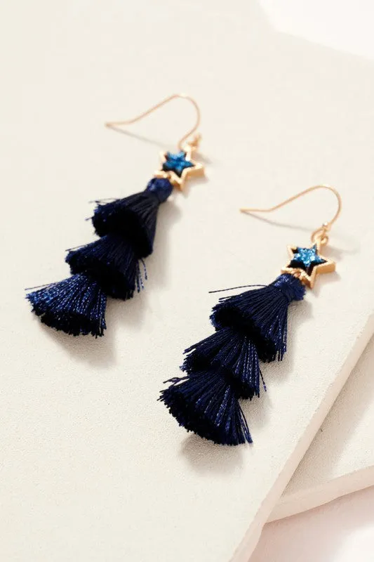 Mini Tassel and Star Dangling Earrings