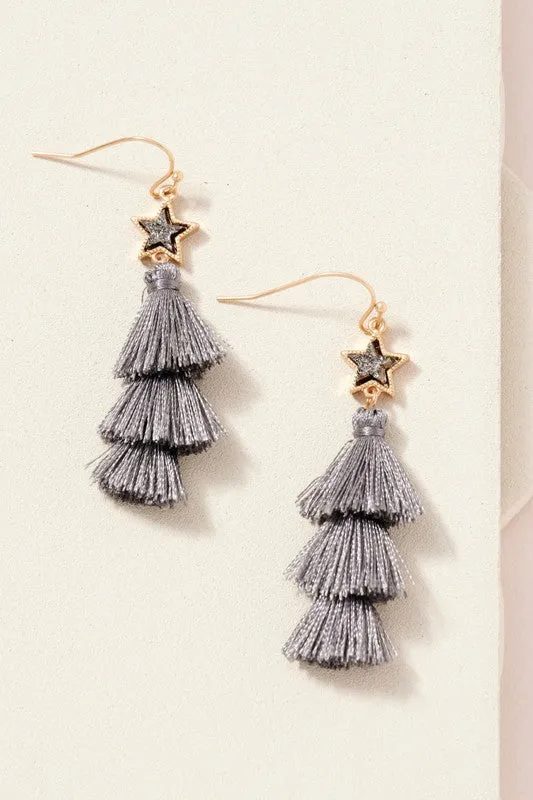 Mini Tassel and Star Dangling Earrings