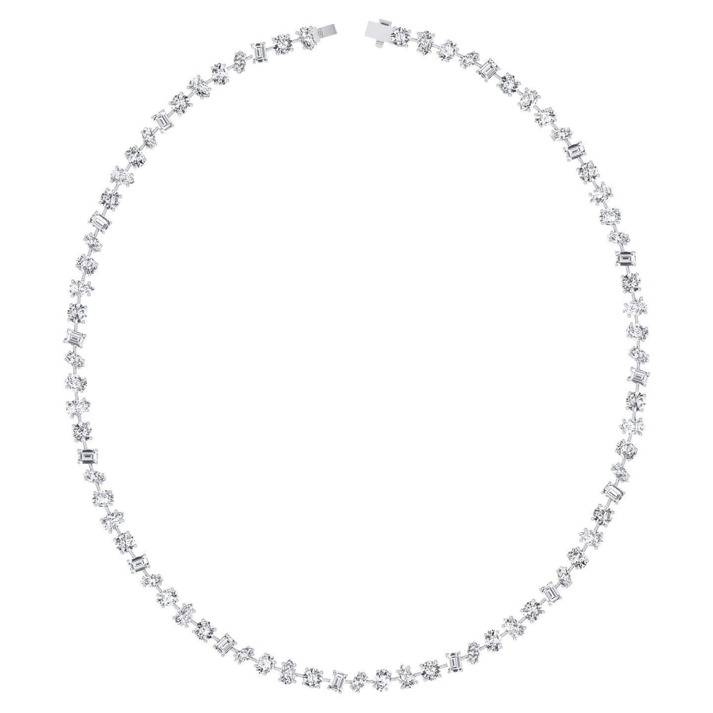 Multi Shape Natural Diamond Tennis Necklace in Prong Setting