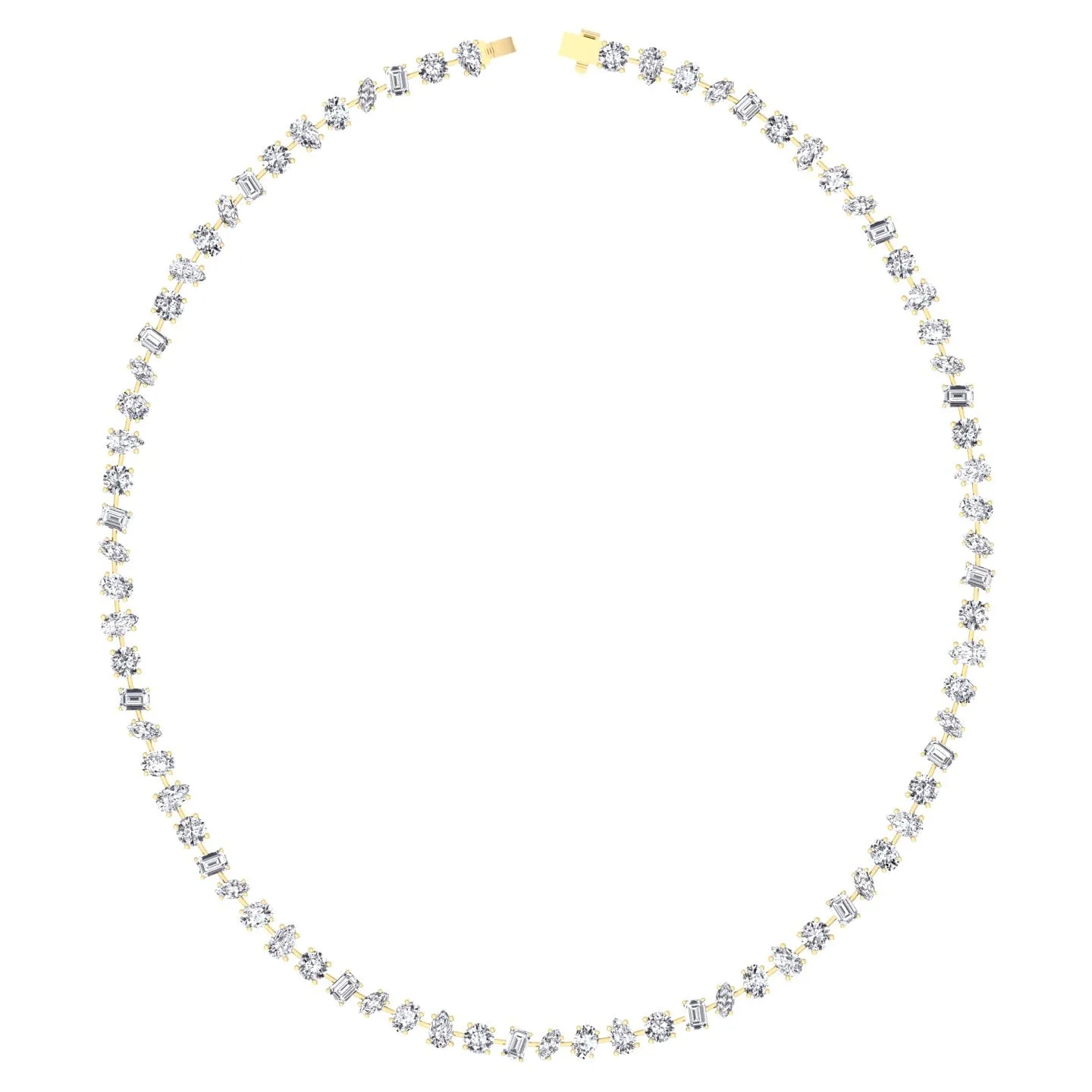 Multi Shape Natural Diamond Tennis Necklace in Prong Setting