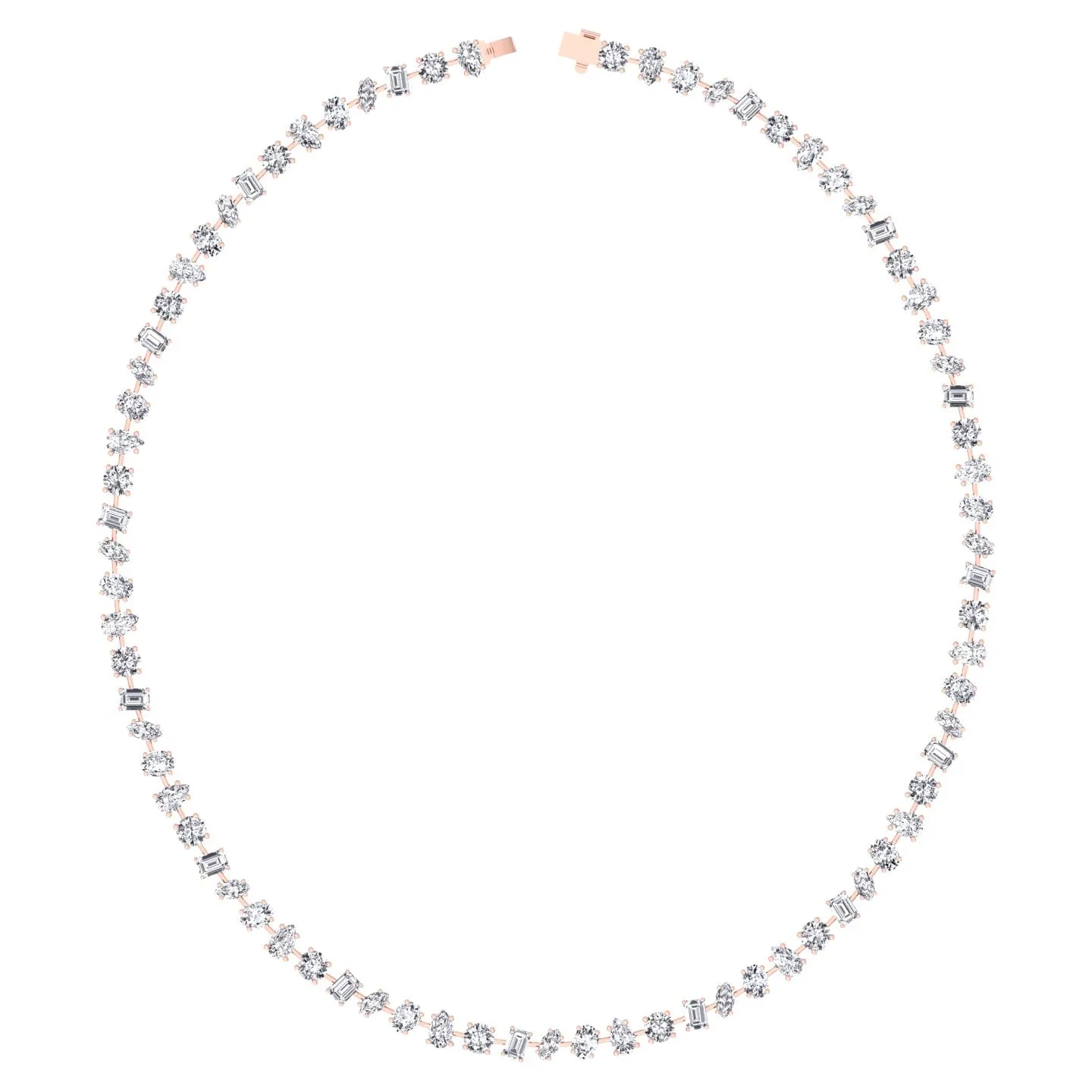 Multi Shape Natural Diamond Tennis Necklace in Prong Setting