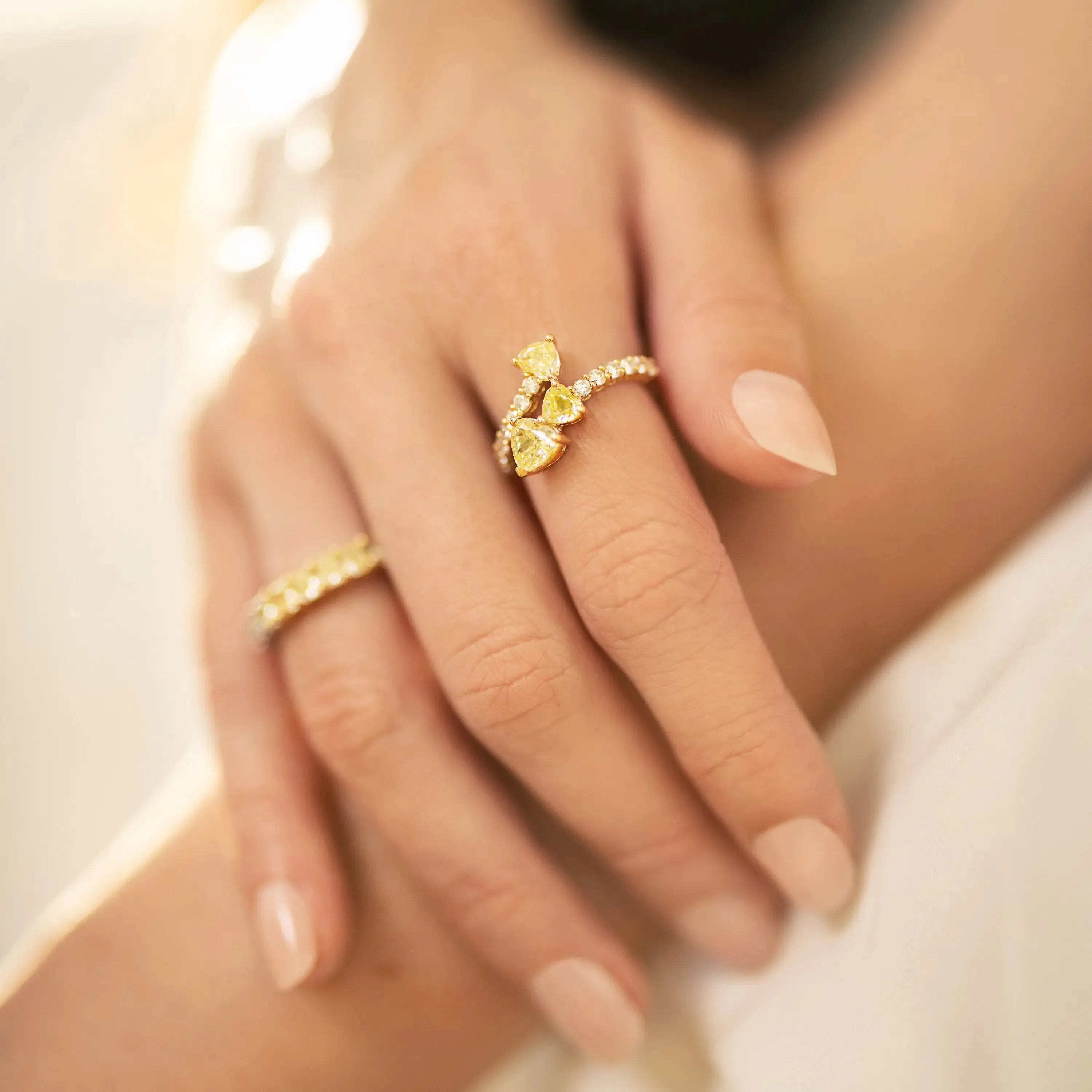Multi Shape Yellow Diamond Ring