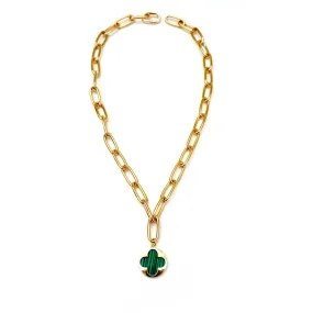 my stylish malachite clover necklace