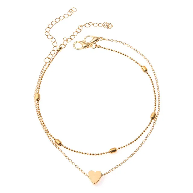 New 3pcs/set Gold Color Simple Chain Anklets For Women