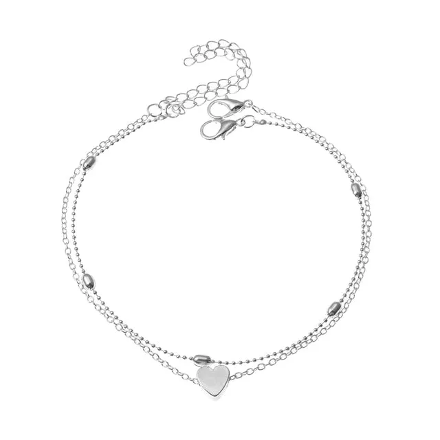 New 3pcs/set Gold Color Simple Chain Anklets For Women