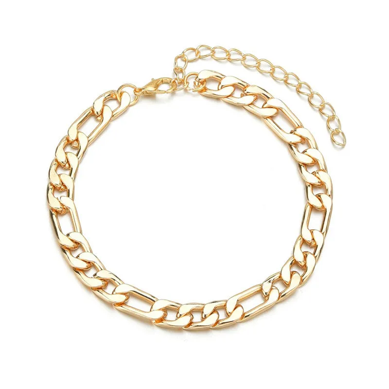 New Arrival Gold Cuban Chain Anklets For Women