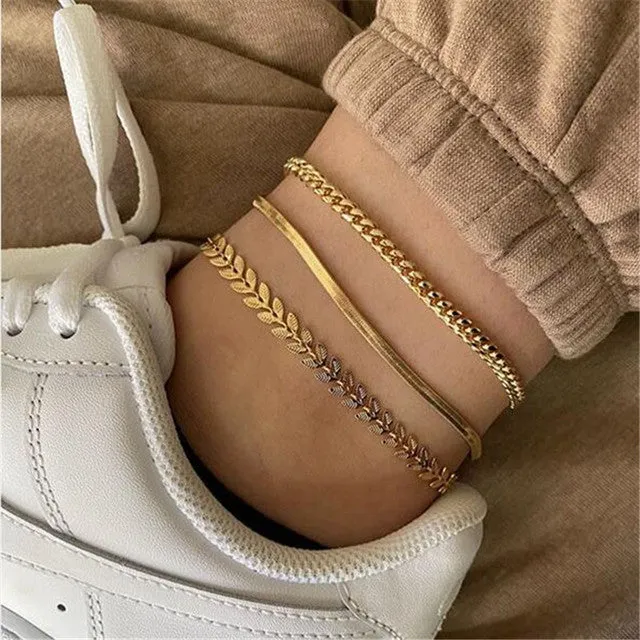 New Arrival Gold Cuban Chain Anklets For Women