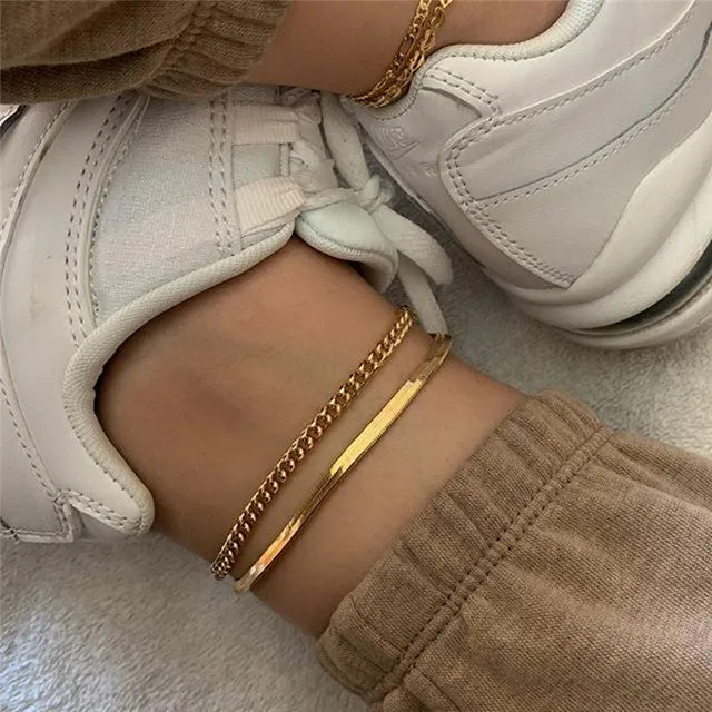 New Arrival Gold Cuban Chain Anklets For Women