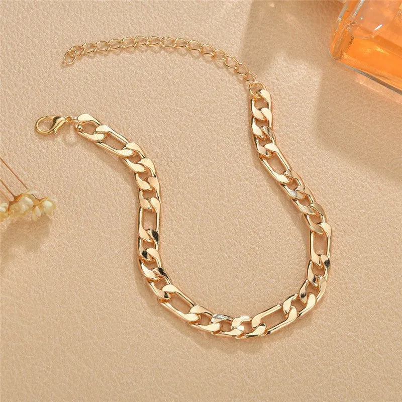 New Arrival Gold Cuban Chain Anklets For Women