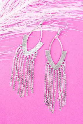 NYC Lights Silvertone Crystal Tassel Earrings