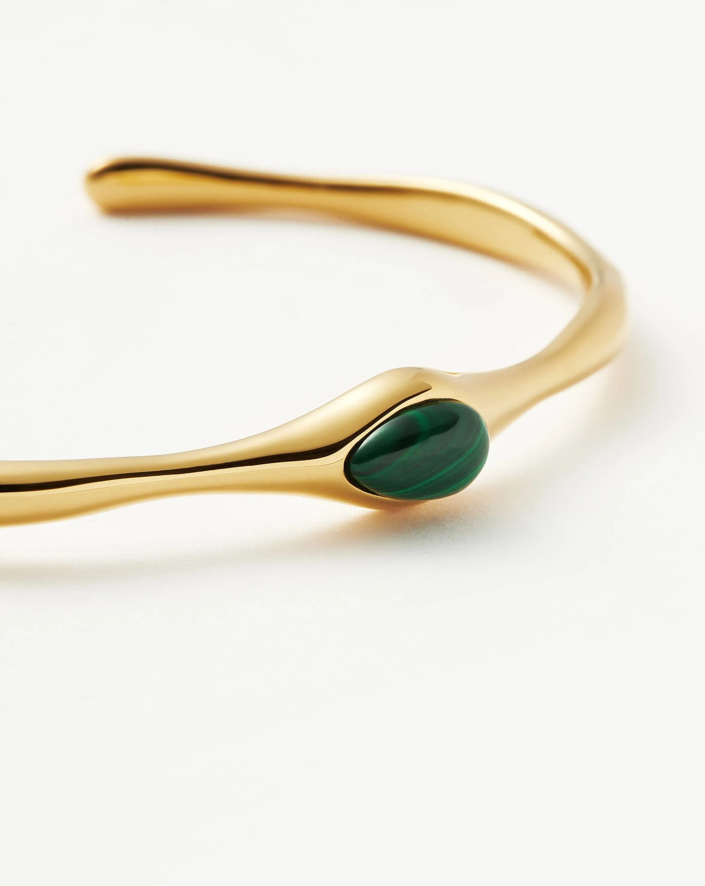 Organic Shape Cuff in Green Malachite and Gold