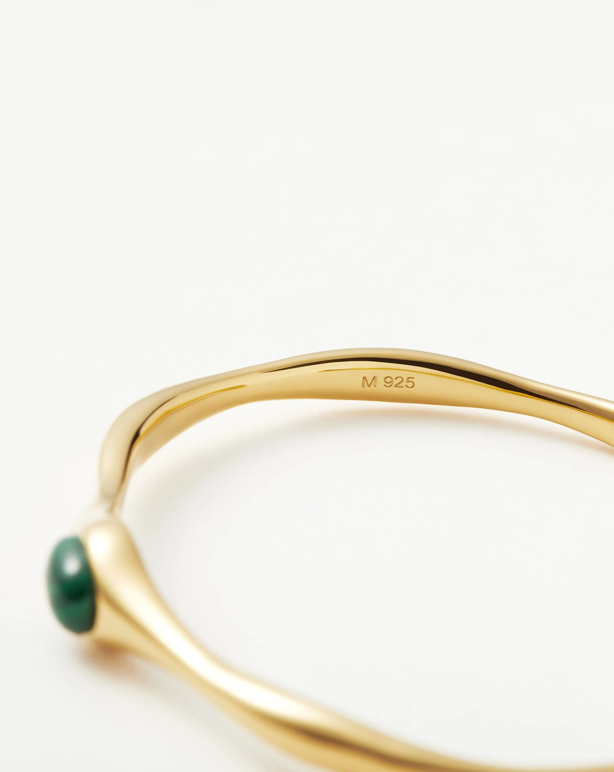 Organic Shape Cuff in Green Malachite and Gold