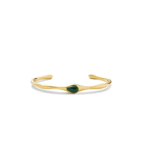Organic Shape Cuff in Green Malachite and Gold