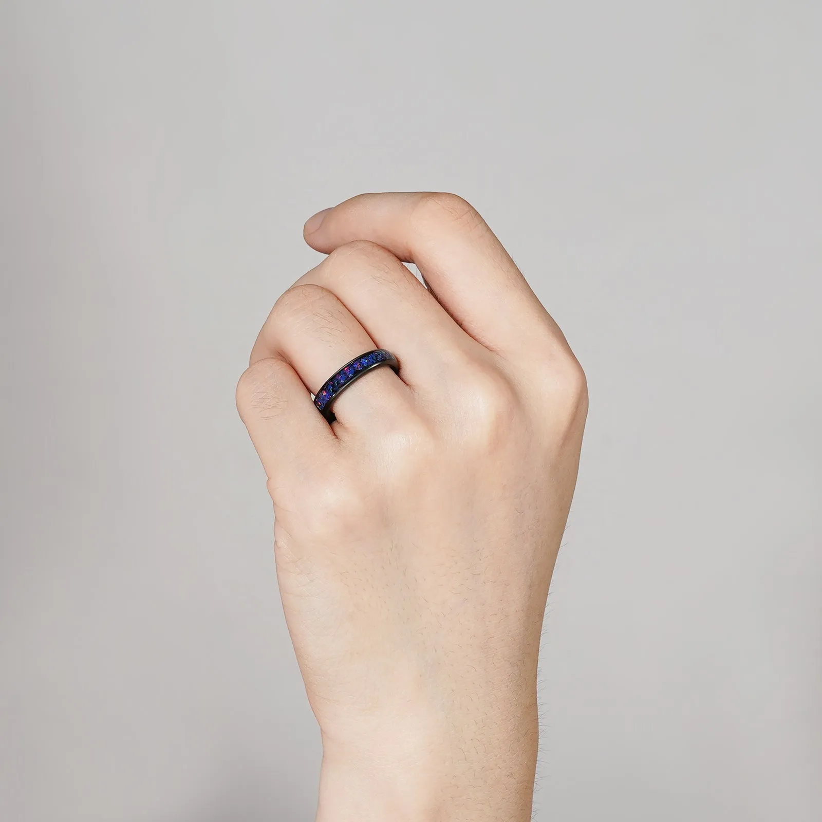 Oria Galaxy Opal Veil Nebula Tungsten Ring