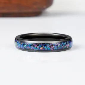 Oria Galaxy Opal Veil Nebula Tungsten Ring