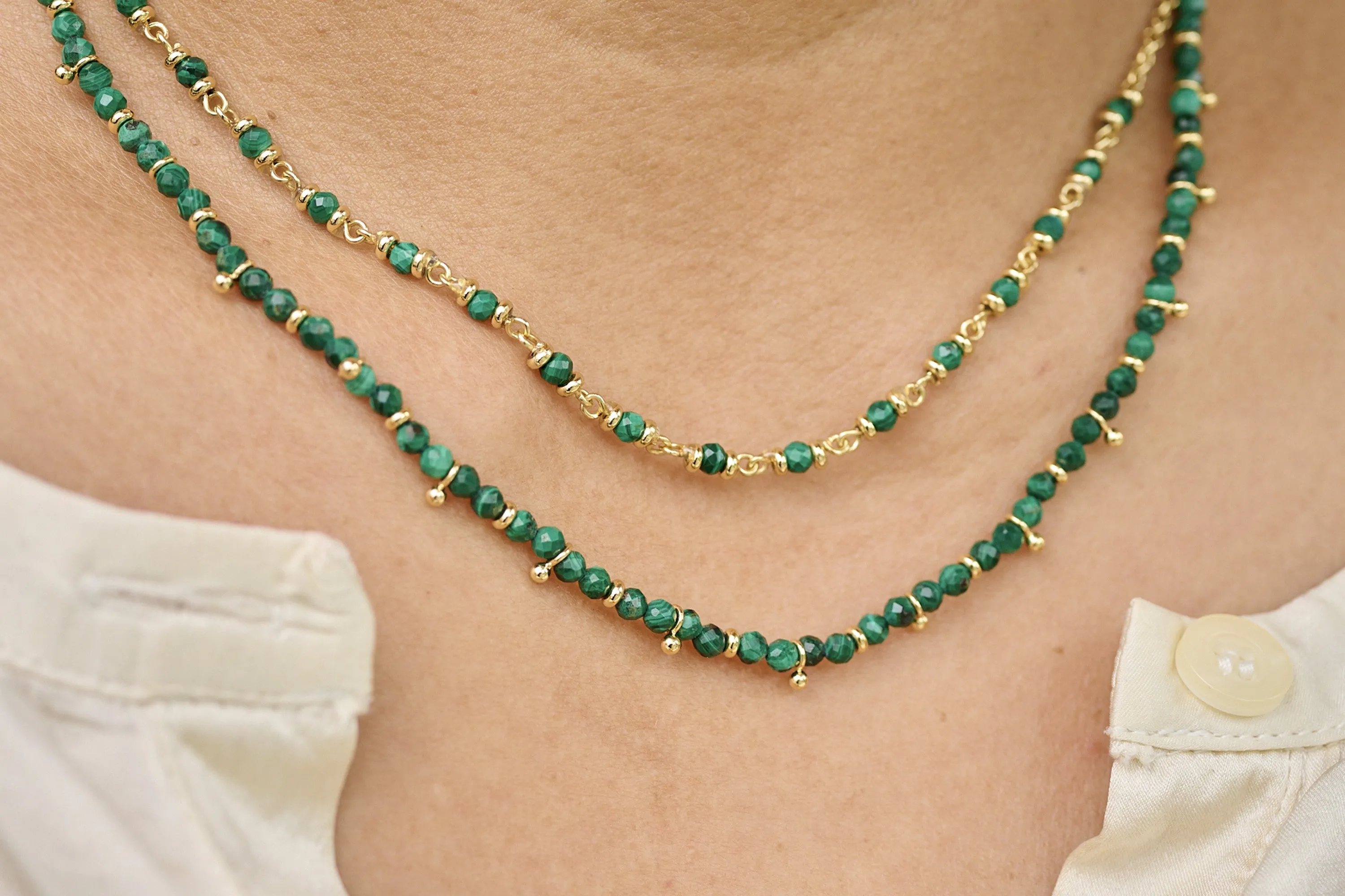 Panacea Malachite Gold Gemstone Necklace