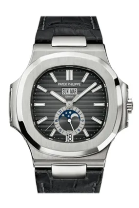 Patek Philippe Nautilus Automatic GMT Moonphase Black Dial Stainless Steel Men's Watch 5726A-001