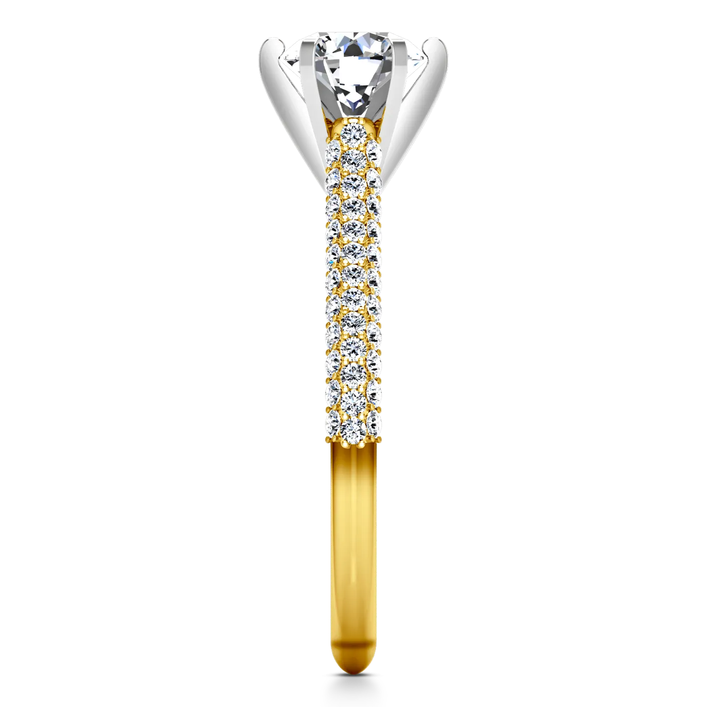 Pave Engagement Ring Royal 14K Yellow Gold